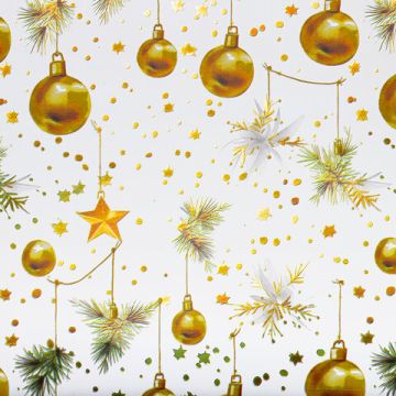 НГ Бумага упаковочная 70х100см ЗОЛОТАЯ СКАЗКА Gold&Green с эффектами ассорти 1/30