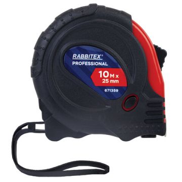 Рулетка измерительная 10м х 25мм RABBITEX  обрезиненный корпус 1/6/60