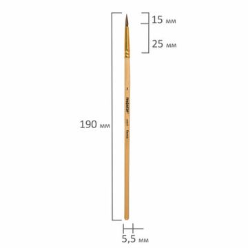 Кисть белка круглая №3 деревянная лакированная ручка с колпачком ПИФАГОР 1/30