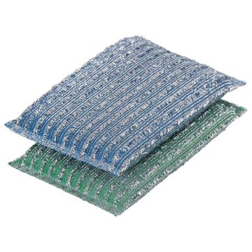 Губка для посуды (2шт) 13x8,5x1,5мм скрабер образив оплетка+ паролон ЛАЙМА 1/144 (Клиент)