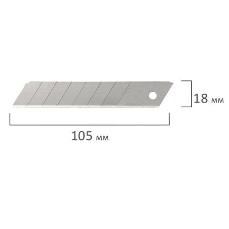 Лезвия для ножей 18мм 10шт толщина лезвия 0,5мм в пл. пенале BRAUBERG 1/10
