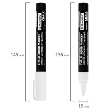 Маркер меловой белый 3мм стираемый BRAUBERG CHALK 1/10 (Клиент)
