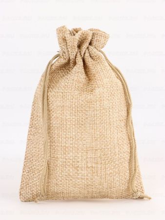 Подарочный мешок холщевый 10х14см бежевый 1/10/2000
