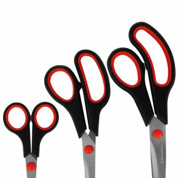 Ножницы набор 3шт (140,190,230мм) метал черно-красные вставки европодвес Brauberg 1/12/48 (Клиент)