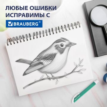 Ластик выдвижной + 2 сменных ластика BRAUBERG TRIOS 120х6,9х7,8мм бирюз корпус 1/18 (Клиент)