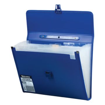 Папка-портфель BRAUBERG  332х245х35мм 13отд пластик синий 1/10 (клиент)