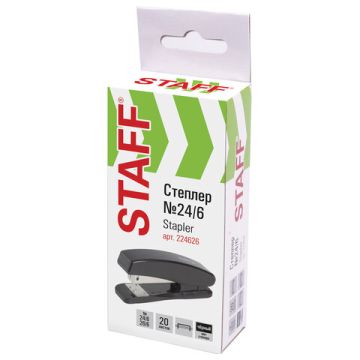 Степлер №24/6 26/6 до 20л черный STAFF Basic 1/12