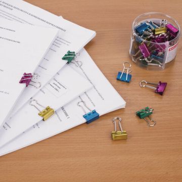 Зажимы для бумаг BRAUBERG 40 шт 19 мм на 60 листов  металлик пласт. цилиндр 1/2/12