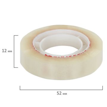 Канц.лента 12х33 прозрачная гарантированная длина BRAUBERG 12/300 (клиент)