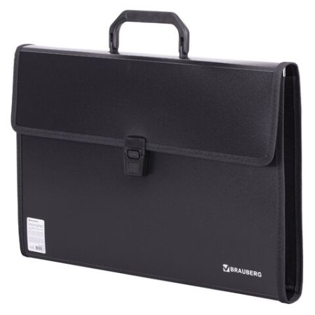 Папка-портфель BRAUBERG  390х260х40мм 3отд пластик, черный 1/10 (клиент)