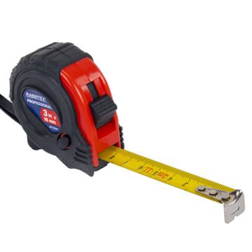 Рулетка измерительная 3м х 16мм RABBITEX обрезиненный корпус 1/12/120