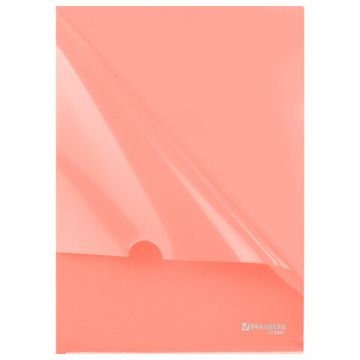Папка-уголок А4 непрозр. жесткая персиковая 0,15мм BRAUBERG PASTEL 1/50