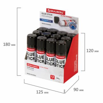 Клей-карандаш 36г усиленная формула BRAUBERG 1/12/360