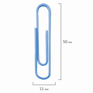 Скрепки 50 мм 50 шт цветные BRAUBERG в картонной коробке 1/10