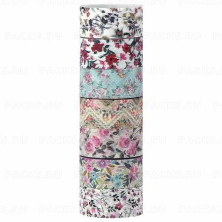 Клейкие Washi-ленты 7шт 3м ЦВЕТОЧНЫЙ МИКС