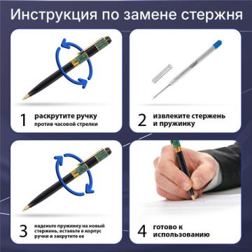 Стержень шариковый масляный синий 98мм линия 0,5мм метал корпус тип PARKER компл 2шт 1/20 (клиент)