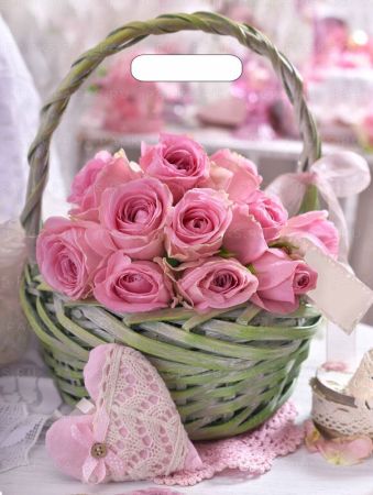 Пакет с вырубной ручкой (31х40)-60 Корзина роз ламинат Тико 50/500