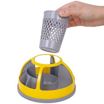 Подставка-органайзер вращ 9 отд серая с желтым STAFF Attraction  1/8 (Клиент)