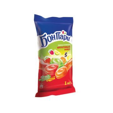Продукты, Карамель леденцовая БОН ПАРИ Фруктовый микс ассорти 1кг 1/1
