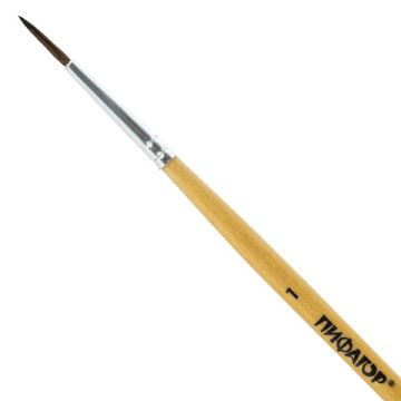 Кисть пони круглая №1 лакированная ручка с колпачком ПИФАГОР 1/30