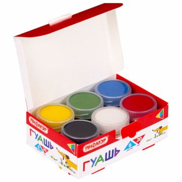 Гуашь 06цв 20мл П ифагор Веселая такса 1/36 (Клиент)