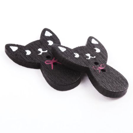 Пуговицы декоративные КОШЕЧКИ, дерево, 27*18мм, 16шт., черные, ОСТРОВ СОКРОВИЩ (вывод)