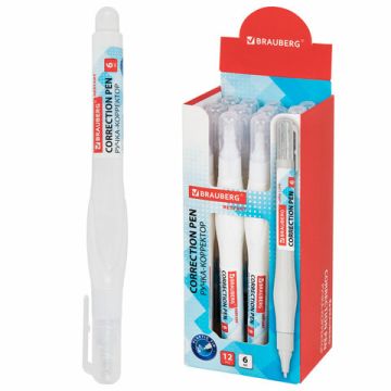 Корректор-ручка 6 мл пластик. наконечник BRAUBERG 1/12