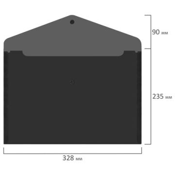 Папка-конверт А4 с кнопкой до 100л черная BRAUBERG 1/12