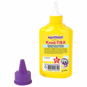 Клей ПВА 85г бумага картон кожа ткань дерево ЮНЛАНДИЯ 1/60