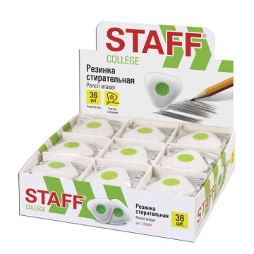 Ластик 35х35х10мм треугольный, пластиковый держатель STAFF College 1/36