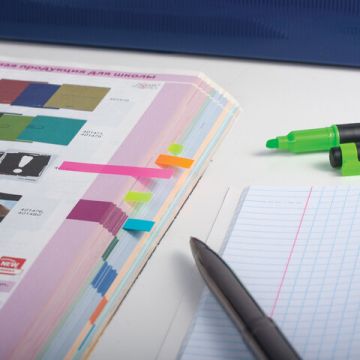 Закладки клейкие пластиковае 45х8мм 8цв х 20л неон BRAUBERG 1/24  (Клиент)