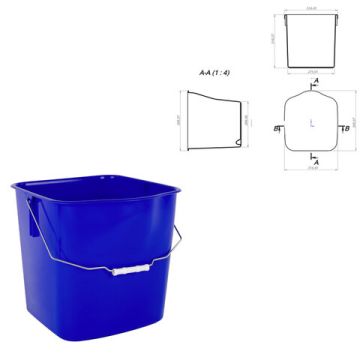 Ведро 25л синее для уборочных тележек универсальное 1/5 (Клиент)