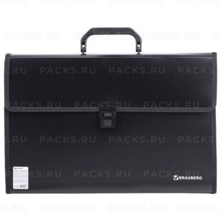 Папка-портфель BRAUBERG  390х260х40мм 3отд пластик, черный 1/10 