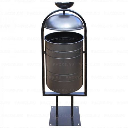 Урна металлическая с пепельницей 1010х330х280мм 20л металл серебро 1/1