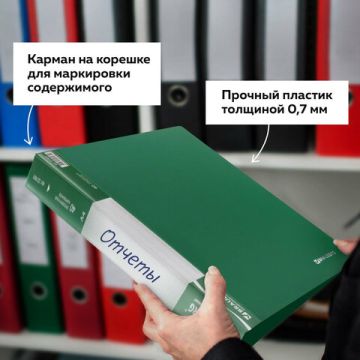 Папка  40 вклад. BRAUBERG Стандарт, зеленая, 0,7мм 1/30