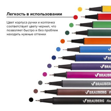 Линеры 12цв Art супертонкий метал након 0,4мм трехгранный корп Aero BRAUBERG 1/10