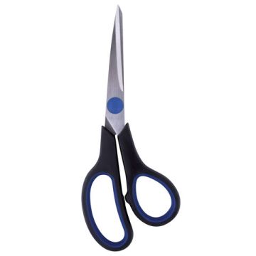 Ножницы 190мм метал черно-синие вставки европодвес Soft Grip Brauberg 1/12