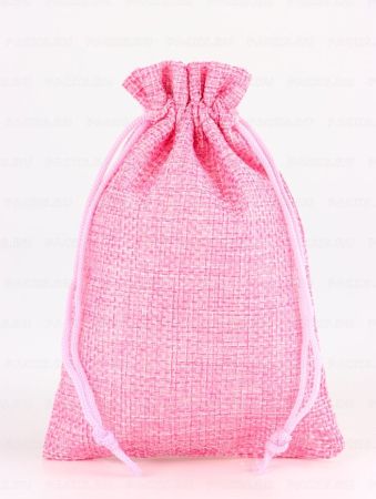 Подарочный мешок холщевый 10х14см розовый 1/10/2000