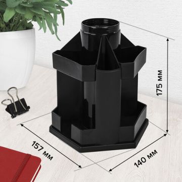 Подставка-органайзер 157х140х175мм 10 отделений черная MAXI Brauberg 1/6