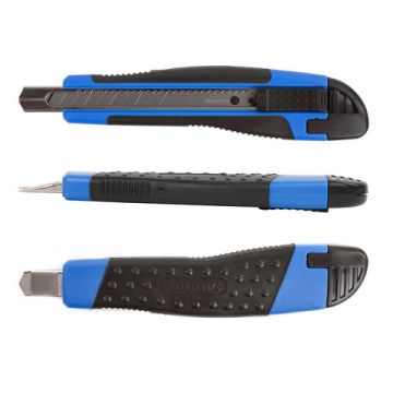 Нож канцелярский 9мм автофиксатор резиновые вставки блистер Universal Brauberg 1/24