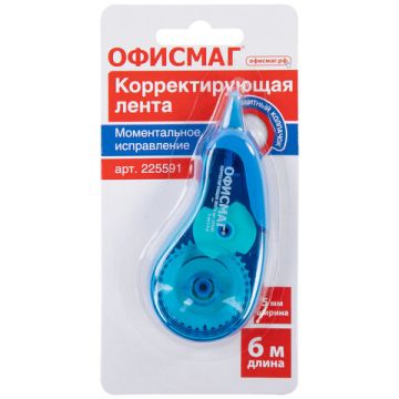 Корректирующая лента 5мм х 6м синий корпус в блистере ОФИСМАГ 1/12/432 (Клиент)