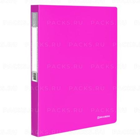 Папка 2кольца с карманом NEON 25мм, розовая, 170л