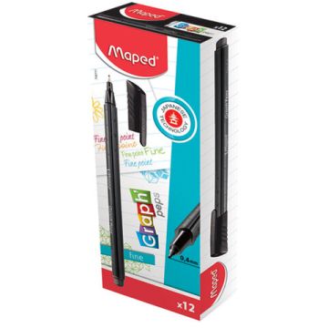Ручка капиллярная (линер) MAPED (Франция) Graph' Peps, ЧЕРНАЯ, трехгранная, линия 0,4мм, 749111