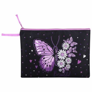 Папка для тетрадей А4 1отделение, полиэстер, на молнии с ручкой Flower BRAUBERG 1/12/96