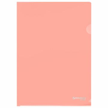 Папка-уголок А4 непрозр. жесткая персиковая 0,15мм BRAUBERG PASTEL 1/50