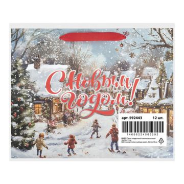 НГ Пакет подарочный бумажный (26х32х13) ассорти Winter Wonderland 1/12/144
