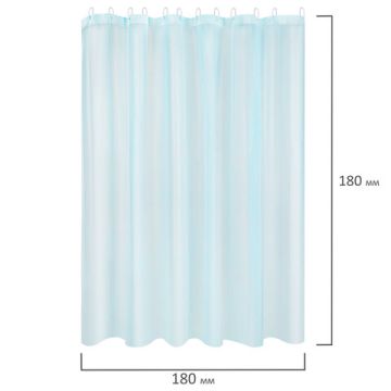 Штора для ванной  PEVA 180х180см с кольцами 3цв ассорти 1/12