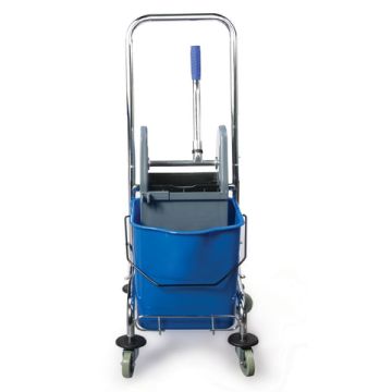 Тележка уборочная BRABIX Проф 1-съемное ведро 25л мех.отжим корзина метал.каркас синяя 1/1 (клиент)
