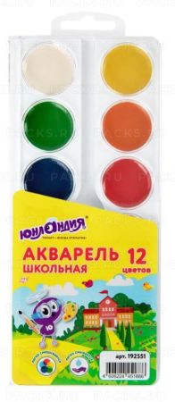 Краски акварельные 12цв медовые круглые кюветы ЮНЛАНДИЯ Школьные 1/27