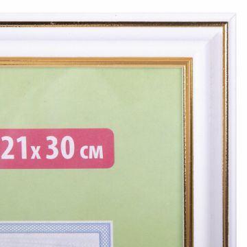 Фоторамка BRAUBERG 21х30см пластик багет 20мм белая с золотом стекло 1/25 (Клиент)